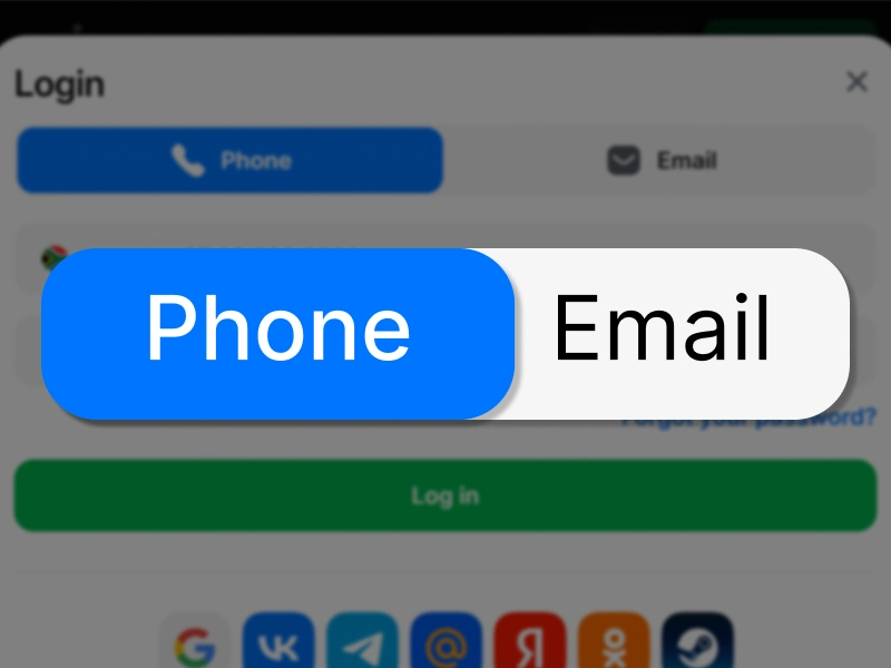 1win login form showing options to sign in via phone email or social networks