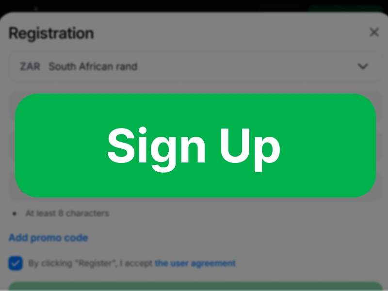 Sign Up button highlighted on 1win registration form confirming account creation