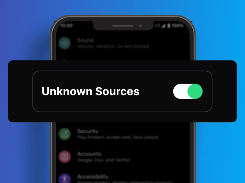 Android settings screen allow installation from unknown sources for 1Win APK
