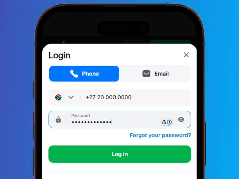 password field entered on 1Win login form