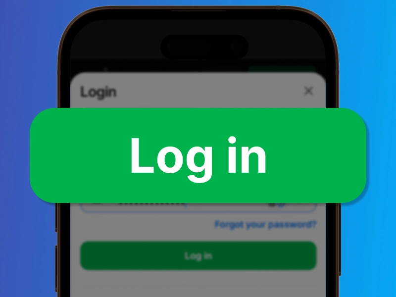 Login button pressed to access 1Win account on mobile app