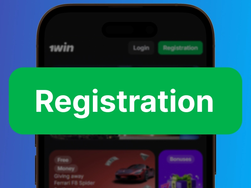 1Win app home screen showing Register button highlighted