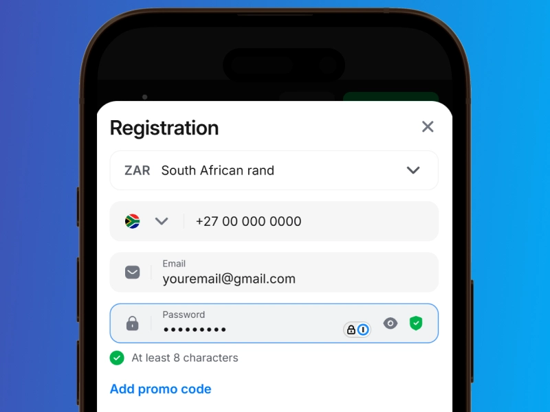 entering password and accepting terms on 1Win registration form