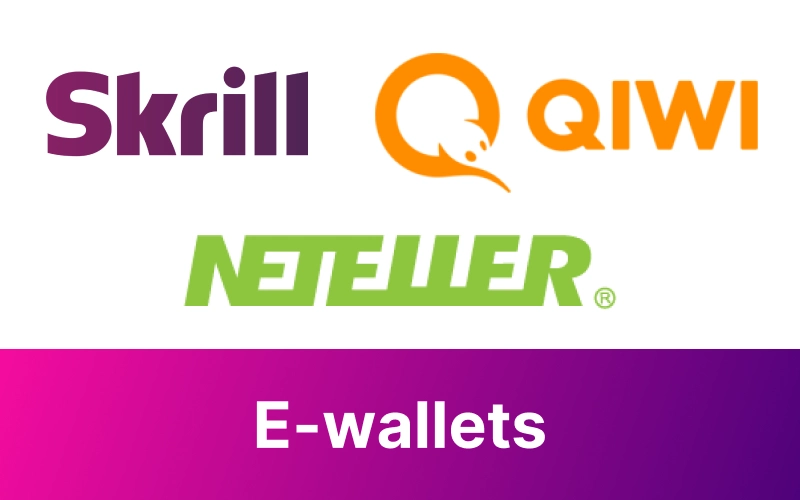 Skrill Neteller and QIWI e wallet logos on white background 