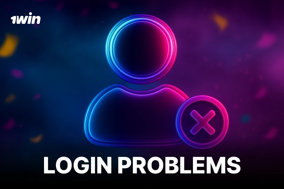 1Win South Africa login problems represented by 3D account icon with red cross symbol
