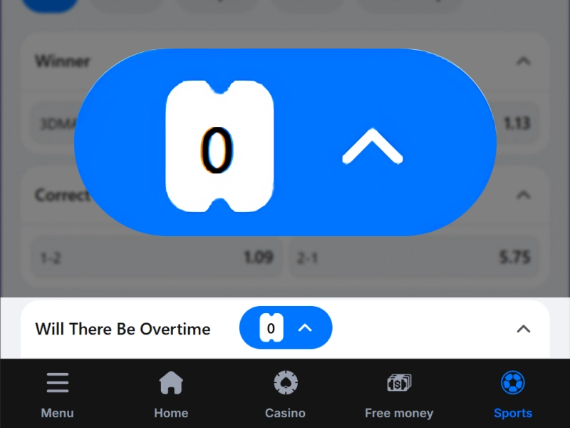 1win bet slip opened on side of screen with selected outcomes