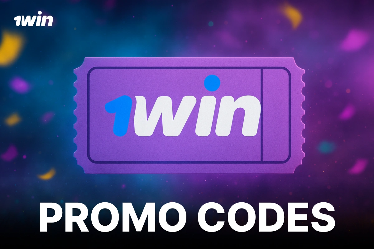 1Win South Africa promo code purple coupon labeled 1win with sparkling particles and glowing background